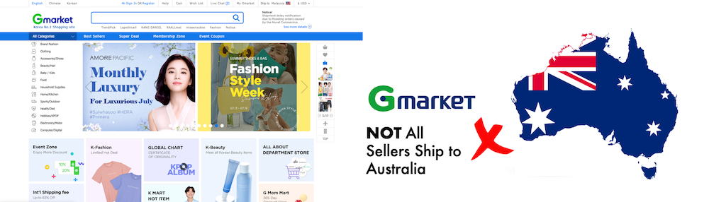shop gmarket ship to Australia